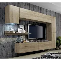 Furnitech Wohnwand Wohnzimmer - Hängend Wohnwand Modern - Regale und TV Schrank - Wohnzimmer Möbel ohne LED (Future C6/S/M4 1A)