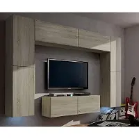 Furnitech Wohnwand Wohnzimmer - Wohnzimmer Möbel mit LED Weiß - Hängend Wohnwand Modern - Regale und TV Schrank (Future C3/S/M4 1A)