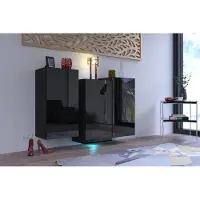 Furnitech K10 Modernes Wohnzimmer, Kommode, Schrank, Sideboard, Schlafzimmer, Esszimmer, Wohnzimmermöbel (LED blau, K10-18HG-B1)