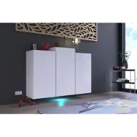 Furnitech K5 Modernes Wohnzimmer, Kommode, Schrank, Sideboard, Schlafzimmer, Esszimmer, Wohnzimmermöbel (LED weiß, K5-18HG-W2)