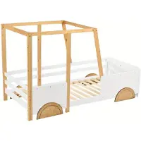 Selius Kinderbett mit MDF-Rollen, 90x200 cm - Weißer Kiefernholzrahmen