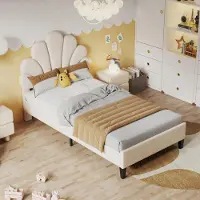 Selius Kinderbett – Einzelbett – Kinderbettgestell – Jugendbett – Bett für Kinder – Beige Farbe – 90 x 200 cm