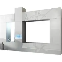 Furnitech Wohnwand Wohnzimmer - Hängend Wohnwand Modern - Regale und TV Schrank - Wohnzimmer Möbel ohne LED (Future C39/HG/W2 1A)