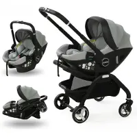 Selius Kinderwagen 3-in-1, tragbar und zusammenklappbar, mit Babywanne und Kindersitz