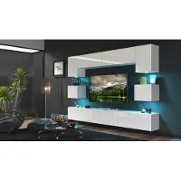 Furnitech Wohnwand Wohnzimmer - Hängend Wohnwand Modern - Wohnzimmer Schrankwand (Nowara AN1-17W-HG21 1B)