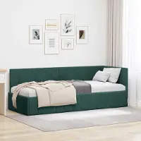 Selius Bettgestell - Bettrahmen - Kinderbett - Schlafsofa - Bett mit Bezug aus Holzfurnier - Kopfteil aus Samt - 80x200 cm