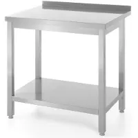 Selius Arbeitstisch – Küchenarbeitsplatte – Werkbank mit Ablage – Edelstahl-Arbeitsplatte – 120x60 cm – AISI 430 Edelstahl – 40 mm hoher Rand
