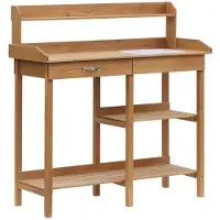 Selius Werkbank aus massivem Kiefernholz – verstellbarer Gartentisch mit wetterbeständigem Design und Ablageflächen