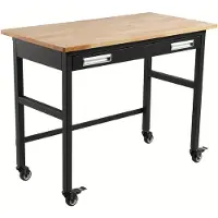 Selius Werkbank – Werkplatte – Werkbank auf Rollen – Werkbank mit Schublade – Mobile Werkbank – Arbeitsplatte aus Holz, 122 cm