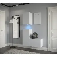 Furnitech GF18 Flur Dielenmöbel Garderobenschrank Dielenschrank Schuhschrank Flurmöbel Matt Set (LED weiß, GF18-21W-M2)