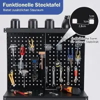 Selius Stahl-Werkbank, 81 x 41 cm - Tragfähigkeit: 225 kg - Schwarz - Für Garage und Werkstatt