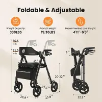 Selius Rollator – Gehhilfe – Laufradgestützte Gehhilfe – Mobile Hilfsmittel – Gehhilfe – Klappbar – Aluminiumrahmen