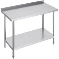 Selius Arbeitstisch – Werkbank – Arbeitsfläche – Vorbereitungstisch – Edelstahl-Arbeitstisch – 61 x 122 cm – 3 verstellbare Ablagen