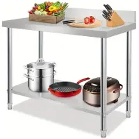 Selius Edelstahl-Werkbank – Arbeitstisch – Küchentisch – Edelstahl-Tisch – Werkbank mit Untergestell – 100x60x85 cm