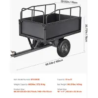 Selius Kipperanhänger – Anhänger für Gartenarbeiten – Kipper – Anhänger für Rasenmäher – ATV-Anhänger – Nutzlast: 600 kg