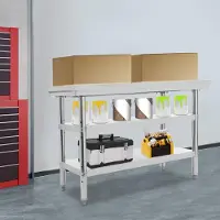 Selius RVS-Werkbank – Werkplatte – Arbeitsstation – Werkbereich – Arbeitsfläche – 3 Schichten – 120x60 cm – Edelstahl