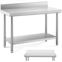 Selius Werkbank aus Edelstahl mit Schublade, Arbeitsplatte aus Edelstahl (120x60 cm) und zusätzlicher Unterablage