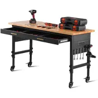 Selius Werkbank – Werkplatte – Werkbank auf Rollen – Arbeitsplätze – Basteltisch – Verstellbare Höhe 78-106 cm