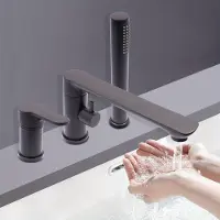 Selius Badearmatur - Mischarmatur für das Bad - Duscharmatur - Ablauf für das Bad - Handbrause - Messing - Wandmontage - Wasserfallauslauf