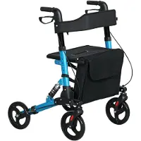 Selius Rollator – Gehhilfe – Rollstuhlähnliche Gehhilfe – Mobilitätswagen – Rollator mit Sitz – Leichtes Aluminium – Klappbar