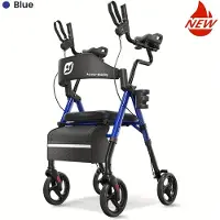 Selius Rollator – Gehhilfe – Rollstuhl mit Rädern – Gehhilfe für Senioren – Klappbarer Rollator, blau – Große Räder, 20,32 cm