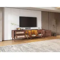 Selius TV-Möbel 180 cm – Rattan-Schubladen – Glaselemente – Metallrahmen – Wohnzimmermöbel