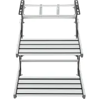 Selius Campingstuhl mit Trittstufe – Manuell zusammenklappbar – Aluminium – Silber und Schwarz