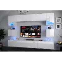 Furnitech S2 Modernes Wohnzimmer Wohnwnd Wohnschranke Schrankwand Möbel S2-HG-W2-(AB) 1A klein (Möbel ohne LED)
