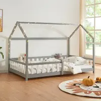 Selius Kinderbett – Babybett – Seitenschutzgitter – Graues Eschenholz – 120x200 cm