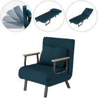 Selius Liegestuhl – Schlafstuhl – Sessel – Liege – Schlafsofa – Holzarmlehnen – 5 verstellbare Positionen