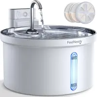 FEELNEEDY Katzenbrunnen Kabellos mit Sensor 3,5L Weiß mit 3 Filtern und Akku 4000mAh, leise, batteriebetrieben