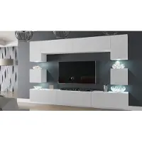 Furnitech Wohnwand Wohnzimmer - Hängend Wohnwand Modern - Regale und TV Schrank - Wohnzimmer Möbel ohne LED (Nowara AN1-17W-M53 1B Matt)