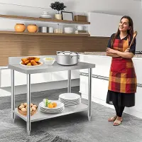 Selius RVS-Werkbank – Küchenarbeitsplatte – Klappbare Werkbank – Arbeitsfläche – Edelstahl-Tisch – Verstellbare Füße – 100x60x85 cm