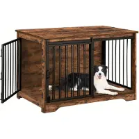 Selius Hundebox – Retro, Braun – Doppeltürig – Robuster Eisenrahmen – 100x60x68 cm