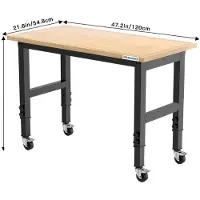 Selius Werkbank – Werkplatte – Verstellbare Werkbank – Arbeitsplatte – Montagebank – Gummiholz – 120 cm