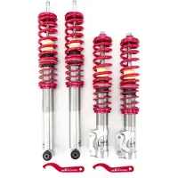 Selius Coilover-Federbein-Set, rot – Verstellbare Fahrhöhe 30 mm – Zweirohr-Stoßdämpfer – Für VW Golf MK2 MK3, Jetta, Vento, Corrado – Fahrwerk