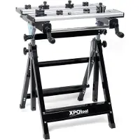 Selius Mobiler Werkbank bis 100 kg - Klappbarer Arbeitstisch - Verstellbare Höhe 77-107 cm - Kantenschutz