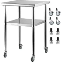 Selius RVS-Werkbank, 61x61 cm - Rollbare Werkbank mit verstellbarem Unterschrank