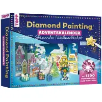OCreon Adventskalender für Diamond Painting – Glitzerndes Weihnachtsdorf – Mit Material für 24 Motive
