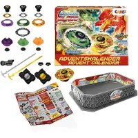OCreon Adventskalender für Jungen – Kampfspinnen-Thema – Spielzeug-Adventskalender mit Kampfarena – Enthält Kampfperle, Arena, Starter und Kreisel