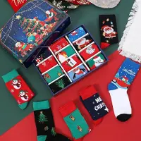 OCreon Ein Paar weihnachtliche Socken für Damen – Adventskalender 2023 – Damenstrümpfe – Vorfreude auf Weihnachten – Weihnachtsmann – Schneemann – Strickmuster für Socken