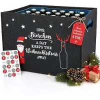 OCreon Bier-Adventskalender für Männer, aus Filz, für Bierkästen – Inklusive 24 Aufklebern – Für mehr Vorfreude auf Weihnachten, mit jedem Bier