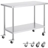 Selius Arbeitstisch – Werkbank – Arbeitsplatz – Arbeitsplatte – Arbeitsbereich – Edelstahl 304 – 122 x 61 x 97 cm – Höhenverstellbar