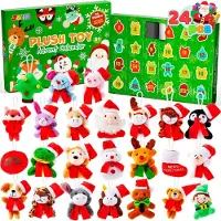 OCreon Adventskalender 2025 mit Plüschfiguren – 24-tägiger Adventskalender – Plüschtiere mit Weihnachtsmützen – Weihnachtsgeschenke – Weihnachtsgeschenke für die Schule