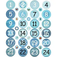 OCreon Adventskalender-Aufkleber – 1 x 24 Stück – Aufkleber mit weihnachtlichen Zahlen – Geeignet für selbstgemachte Geschenke