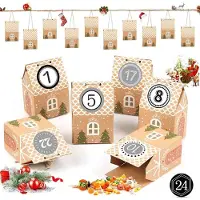 OCreon Adventskalender zum Befüllen - 24 Adventskalender-Häuschen - Adventskalender-Bastelsets