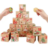OCreon DIY-Adventskalender zum Befüllen - Kleine Geschenkboxen - 24 Stück selbstgemachte Adventskalenderboxen - Bunte Boxen zum Aufstellen