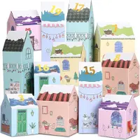 OCreon Adventskalender zum Befüllen, Weihnachtskalender, Geschenkboxen für Kinder, 24 kleine Fächer, Weihnachtskiste, Geschenkkartons, Karton