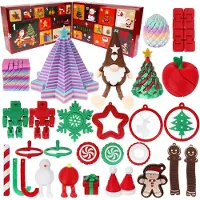 OCreon Fidget-Adventskalender – 24 bewegliche Figuren mit Gelenken – Weihnachts-Countdown-Überraschungsset – Stressabbauende Figuren für Kinder