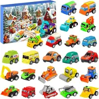 OCreon Adventskalender mit Autos – 24 Spielzeugfahrzeuge – Weihnachtskalender für Kinder ab 3 Jahren
